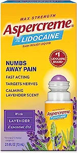 Aspercreme Essential Oils Lidocaine Pain Relief With Lavender Roll-On 2.5 oz.