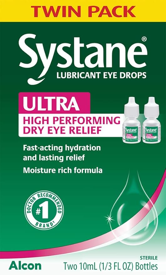 Alcon Systane Ultra Lubricant Eye Drops, Twin Pack, 10-mL Each