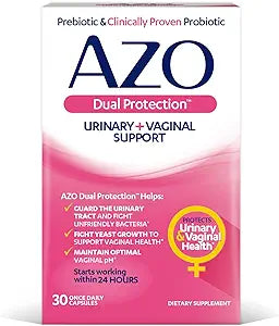 Azo Cápsulas de soporte vaginal urinario de protección dual 30 30