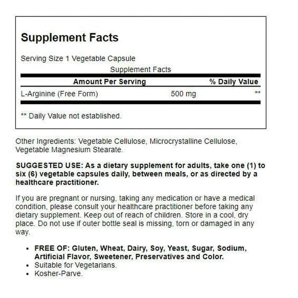 Solgar L-Arginine 500mg Tablets 100ct
