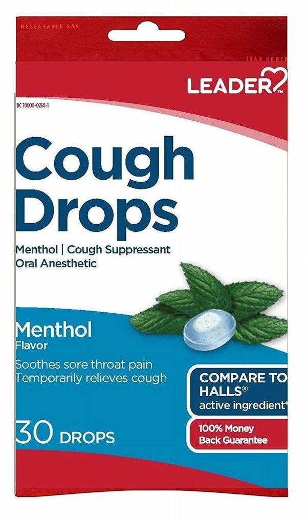 Leader Cough Drops Menthol 30ct