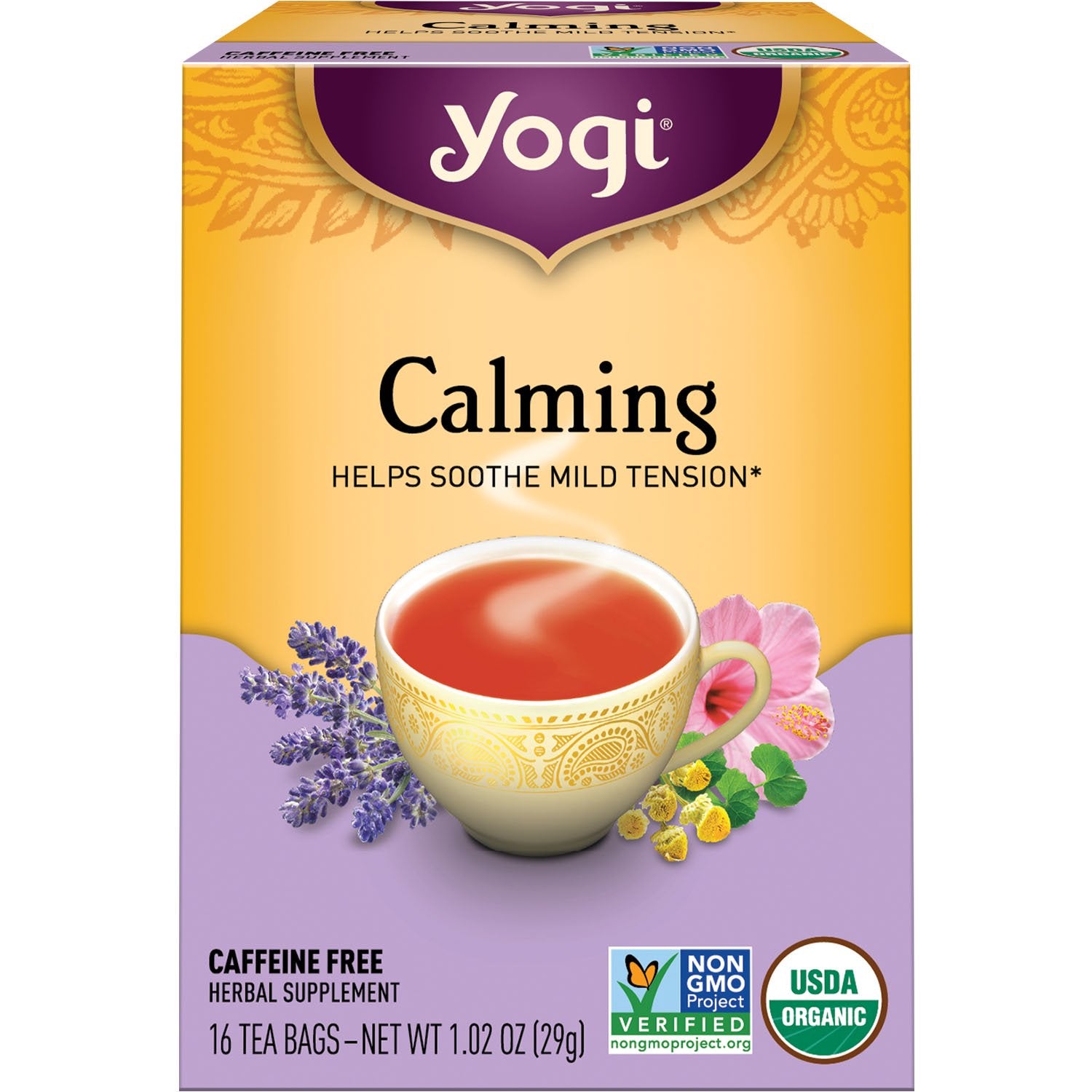 Yogi Tea Calming, Caffeine-Free Organic Herbal Tea, 16 Tea Bags ...