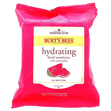 BURTS BEES HYDRATING FACIAL TOWELETTES WATERMELON X30