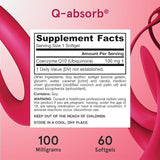 Jarrow Formulas Q-Absorb Co-Q10 100 mg 60 Softgels