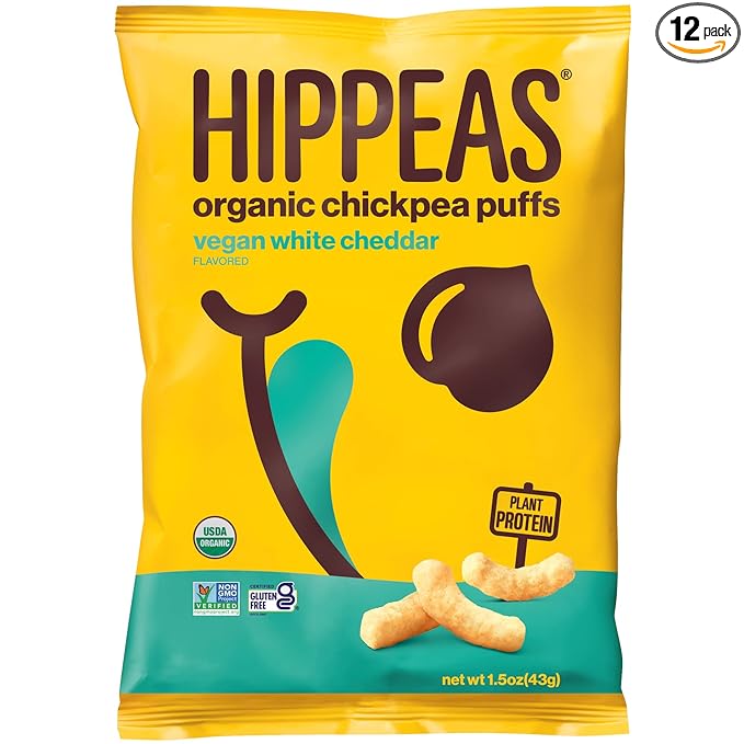 Hippeas Charmen Puffs Cheddar blancos veganos 4oz