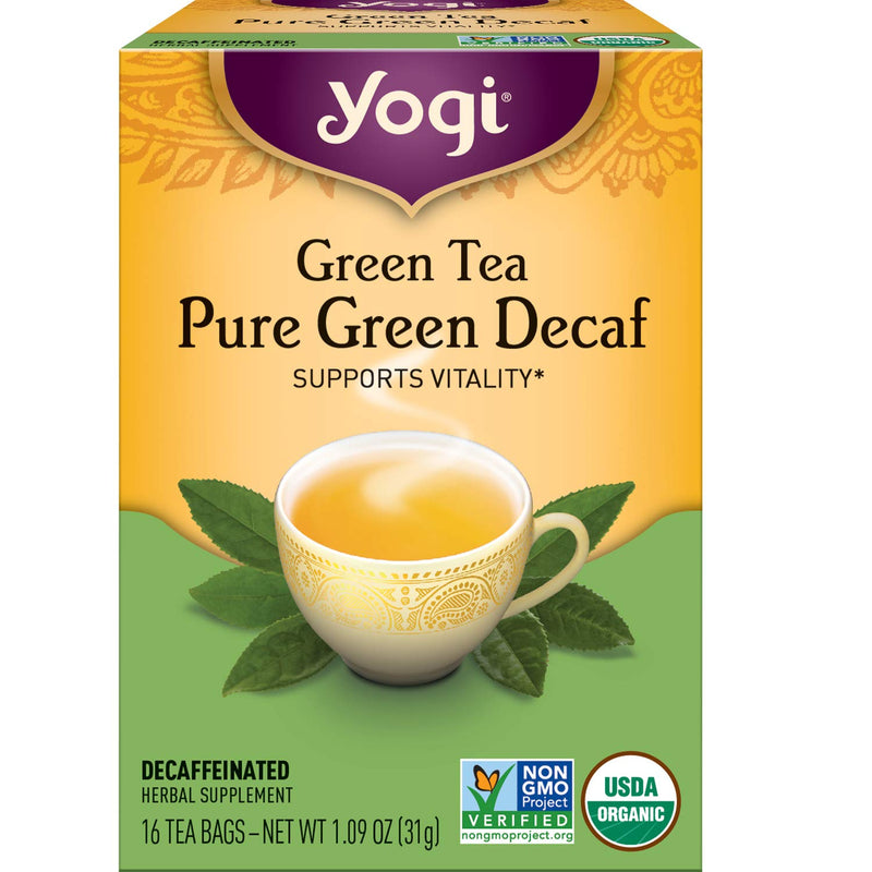 Té de yogui simplemente té verde descafeinado 16 bolsas