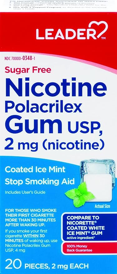 Leader Nicotine Sugar Free Gum 2mg 20ct