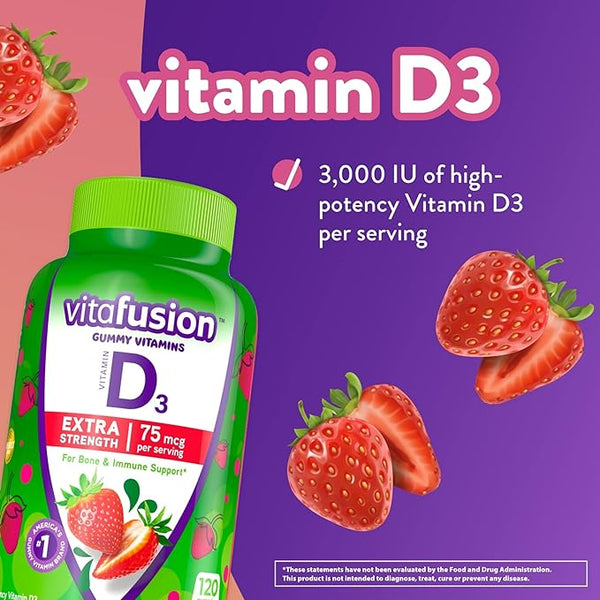 Vitafusion Extra Strength Vitamin D3 Gummies 120ct Strawberry