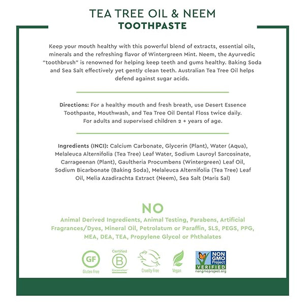 Desert Essence Tea Tree Oil & Neem Toothpaste 6.25 Oz