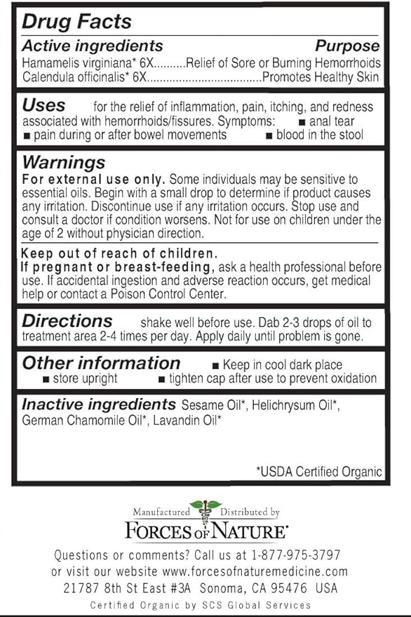 Forces Of Nature Fissure Rectal Pain 5ml