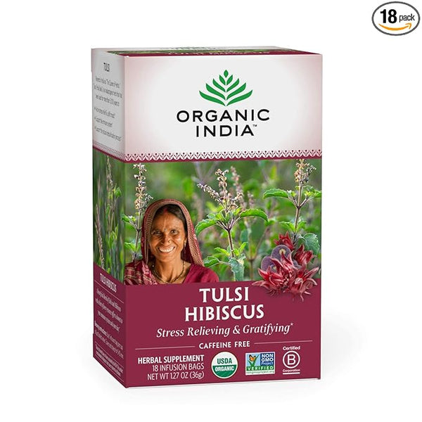 Organic India Tulsi Hibiscus Tea Bags 18ct