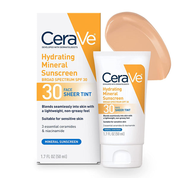 CERAVE HYDRATING SUNSCREEN SPF30 FACE, SHEER TINT 1.7 Oz