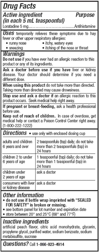 Leader Children's 24 Hour Allergy Relief Non Drowsy Fruit Flavor 4fl oz