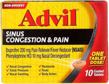 Advil sinusal congestión y dolor 200 mg 10 tabletas