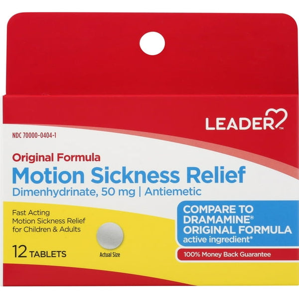 Leader Motion Sickness Dimenhydrinate 50mg 12 Tablets