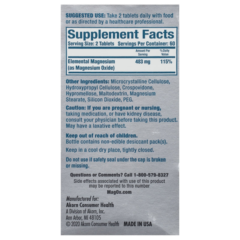 Suplemento Mag-ox Magnessium 400mg 120 tabletas