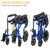 Drive Medical Lightweight Expedition Transport Wheelchair with Hand Brakes