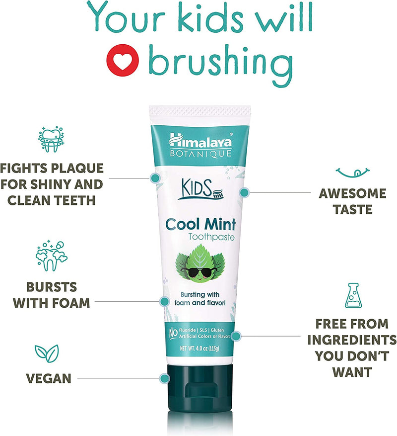 Himalaya Botanique Kids Toothpaste, Cool Mint Flavor 4.0 Oz