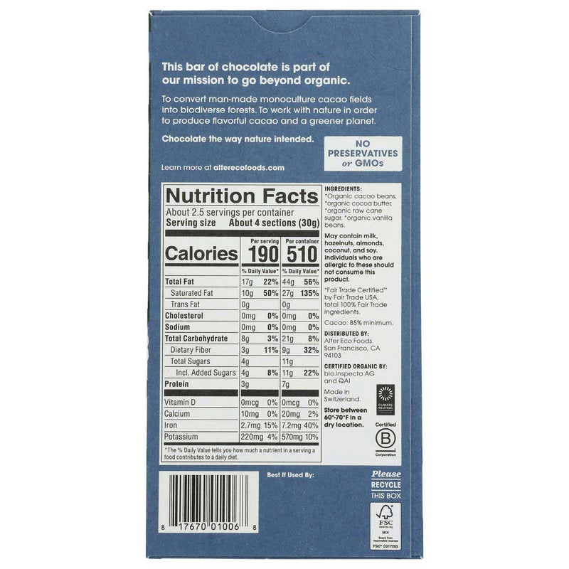 Alter Blackout Dark Chocolate Bar 2.82oz