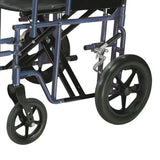 Drive Medical Bariatric Heavy Duty Transport Wheelchair Swing Away Footrest, 20" Seat Blue Btr20-B