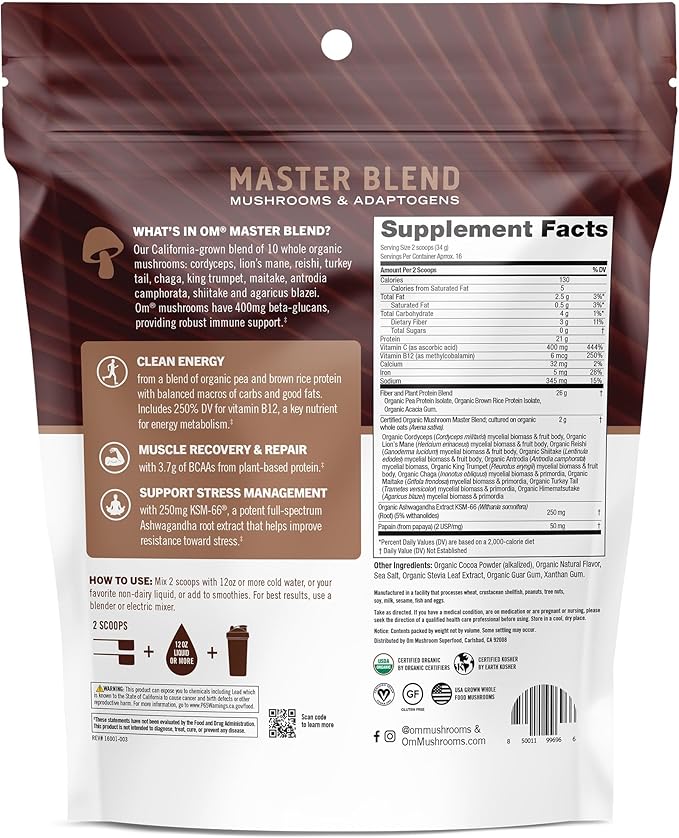 Om Master Blend Plant Protein Chocolate 18.27oz