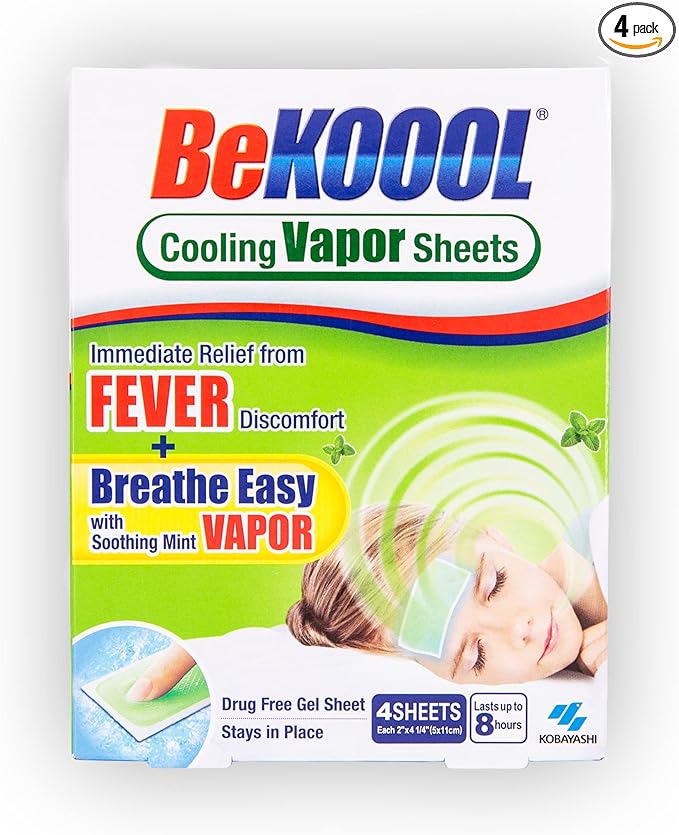 Be Koool Kids Fever Non-Medicated Cooling Mint Vapor 4 Sheets