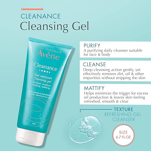 Avene Cleansing Gel Purificante Mattificante 6.7oz