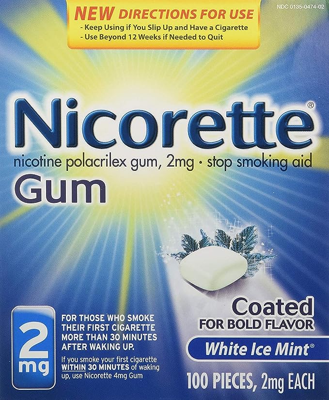 Nicorette 2Mg White Ice Mint Pieces 100ct Nicotine Gum