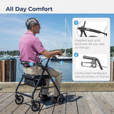 Drive Medical Rollator Rolling Walker with 6" Wheels, Fold Up Removable Back Support and Padded Seat