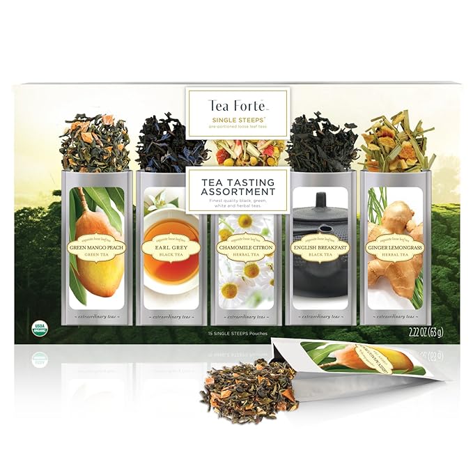 Tea Forte Single Steeps Tea Sampler 15 Pouches – Locatel Health ...