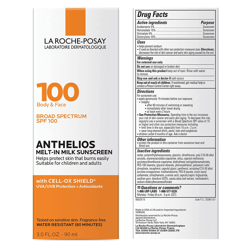 ANTHELIOS MELT-IN MILK SUNSCREEN FOR FACE & BODY SPF 100