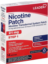 Líder Paso 1 21 mg Patches transdérmicos de nicotina 14 CT