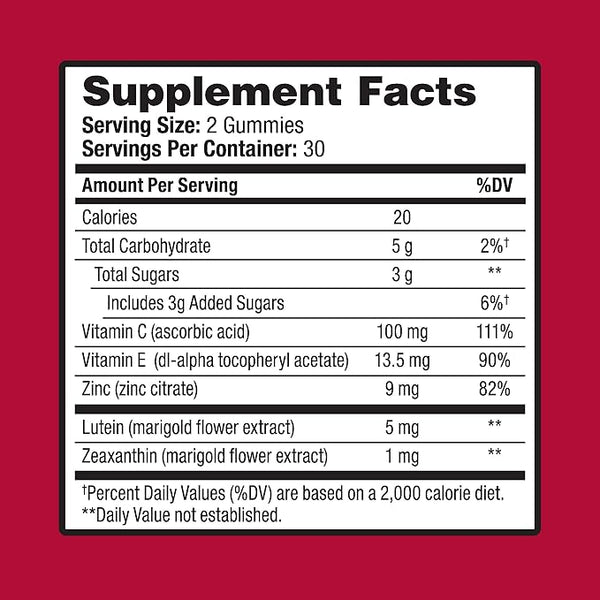 Bausch & Lomb Ocuvite Eye Vitamin & Mineral Supplement 60 Gummies