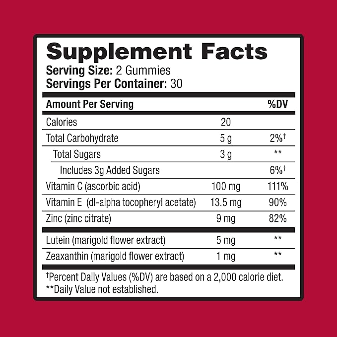 Bausch & Lomb Ocuvite Eye Vitamin & Mineral Supplement 60 Gummies