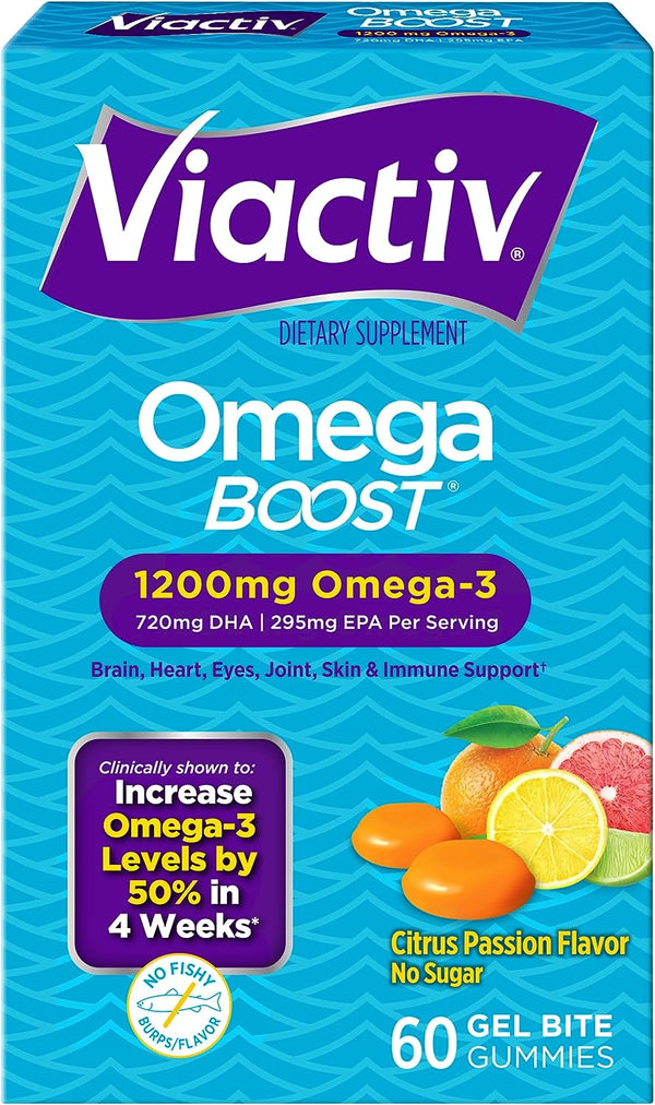 Viactiv Omega Boost Citrus Gummies 60ct
