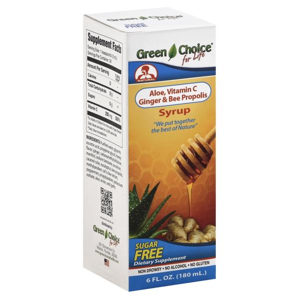 Green Choice for Life Aloe, Vitamin C, Ginger & Bee Propolis, Sugar Free, Syrup