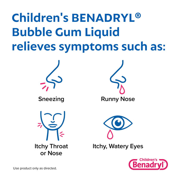 Benadryl Childrens Allergy Dye Free Bubble Gum 8oz