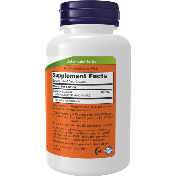 Now Cascara Sagrada 450mg 100 Capsules
