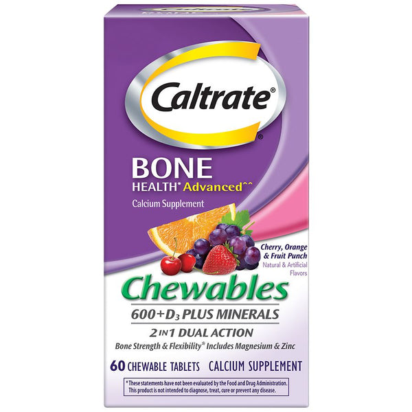 Caltrate 600+D Plus Bone Chewable Tablets 60ct