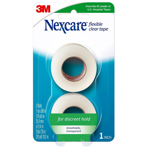 Nexcare Flexible Clear Tape 1" x 10yd 2 Rolls