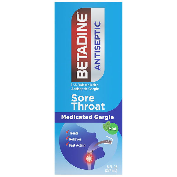 Betadine Antiseptic Sore Throat Gargle Mint 8 Oz