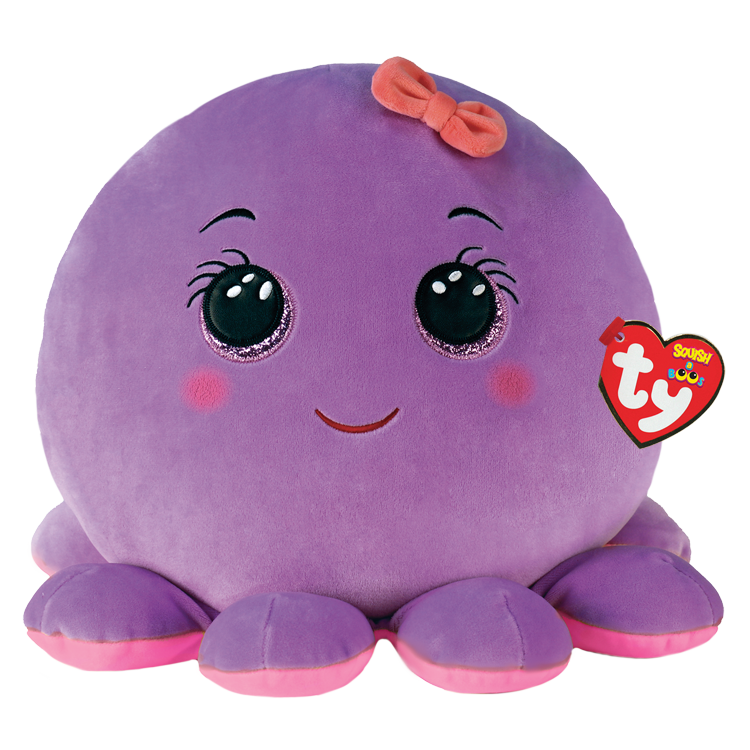 TY Beanie Squishies (Squish-A-Boos) Plush - OCTAVIA the Octopus (Small Size - 10 inch)