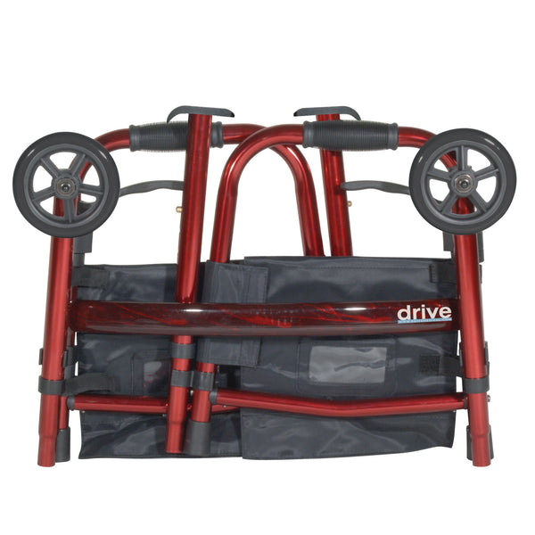 Drive Medical Portable Folding Travel Walker with 5" Wheels and Fold up Legs