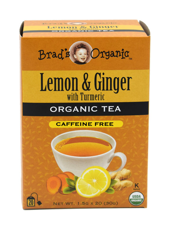 Brad's Organic Lemon & Ginger con bolsas de té de cúrcuma 20ct