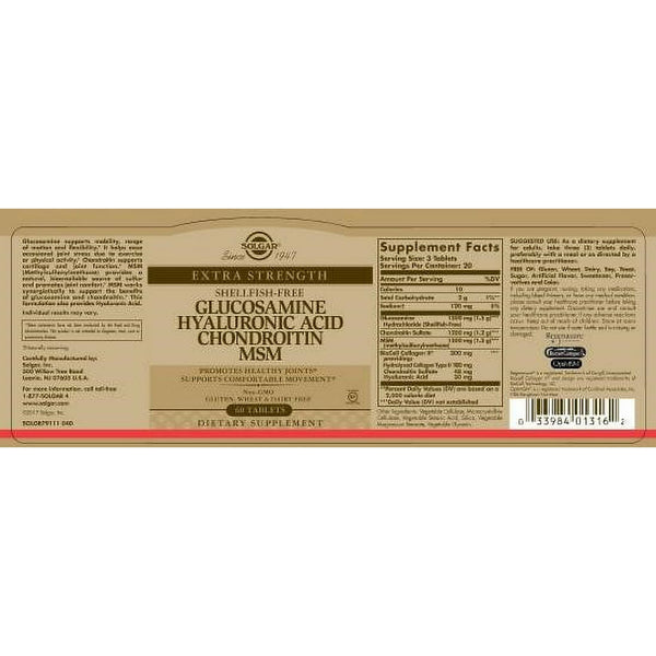 Solgar Extra Strength Glucosamine Chondroitin Complex Tablets 1200ct