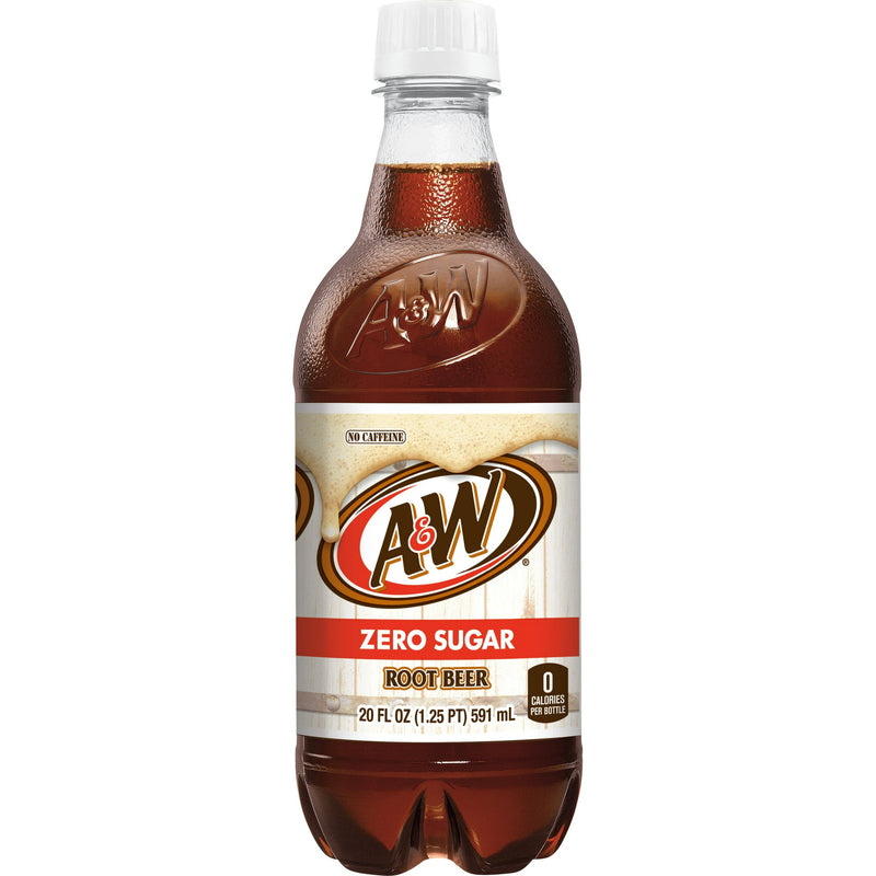 A&W Zero Sugar Root Beer Soda Pop 20 oz