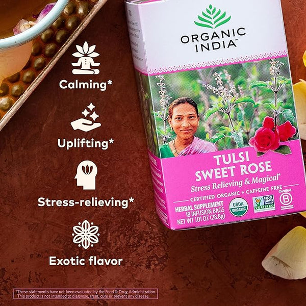 Organic India Tulsi Sweet Rose Tea Bags 18ct