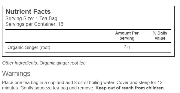 Alvita Ginger Root Tea Bags 16ct