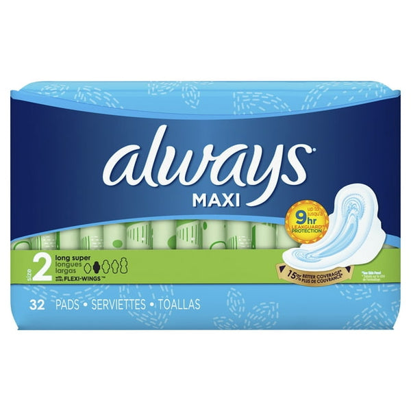 Always Maxi Flex Wings Size 2 Long Pads 32ct