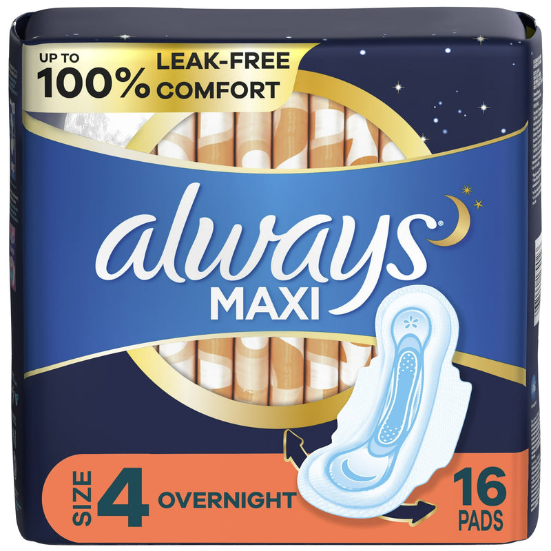 Always Maxi Overnight Pads with Wings, Size 4 16ct